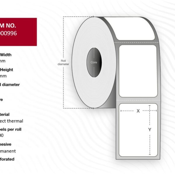 Label 60 x 60 - Core 25.  Yellow. Top-coated. DT.  Permanent. 1.200 labels per roll. 12 rolls per box 60x60 yellow Permanent -