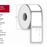 Label 50x50, Core 25,  Diameter 118 mm. Thermal  print. Uncoated. Permanent. 1000 labels per roll. 12 rolls per box.