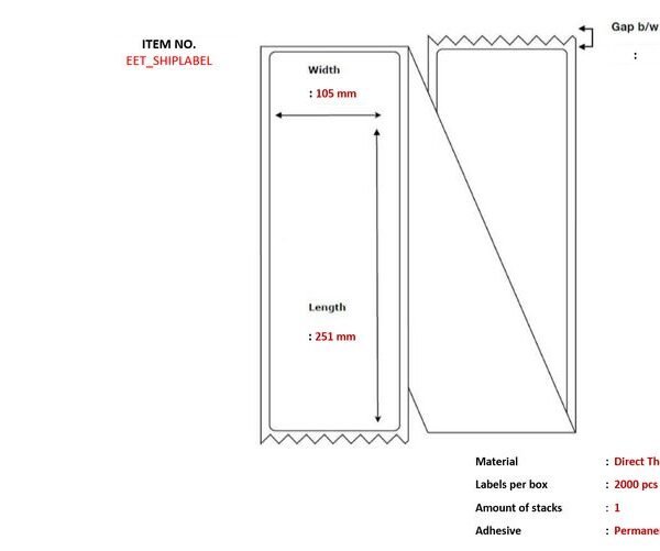 Post label 105 x 251mm 2000 pcs / box,  z-fals permanent