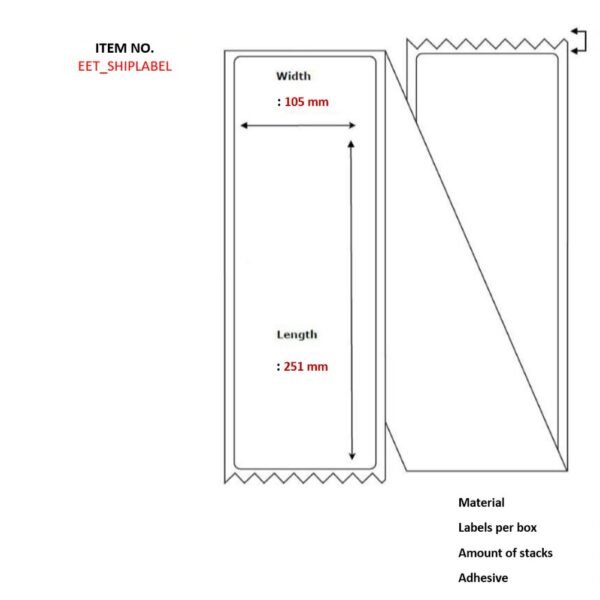 Post label 105 x 251mm 2000 pcs / box,  z-fals permanent