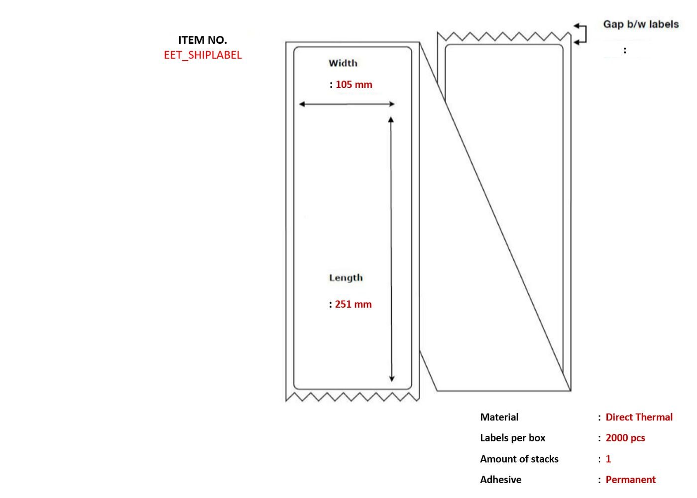 Img_32463319.jpg Post label 105 x 251mm 2000 pcs / box, z-fals permanent - Image 1
