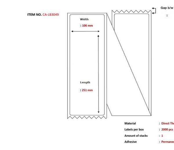 Capture CA-LB3049 printer label White