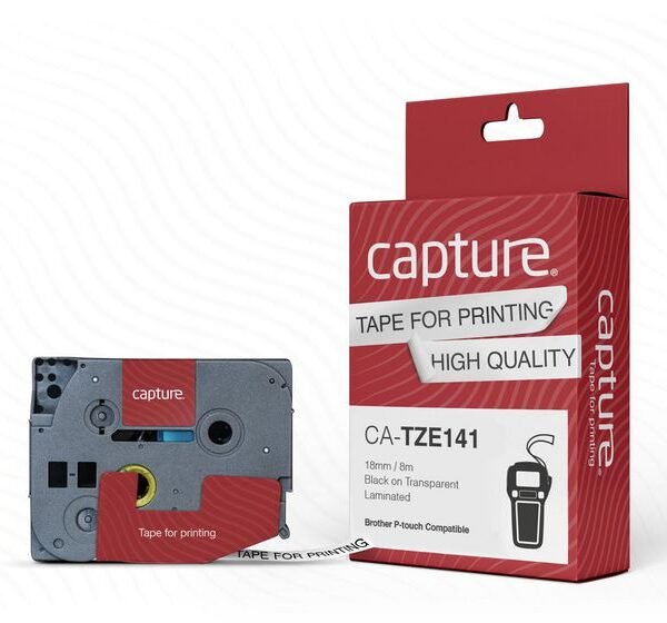 Capture CA-TZE141 label-making tape Black on transparent