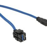 Keystone Module USB 5 Gbps  type-A female 250? to type-A  male with 0.5 m cable black