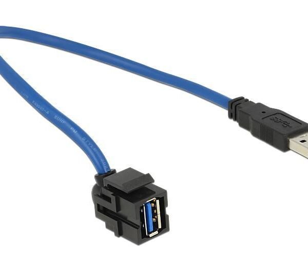 Keystone Module USB 5 Gbps  type-A female 250? to type-A  male with 0.5 m cable black