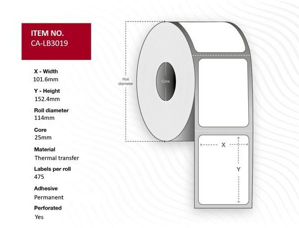 Capture CA-LB3019 printer label White