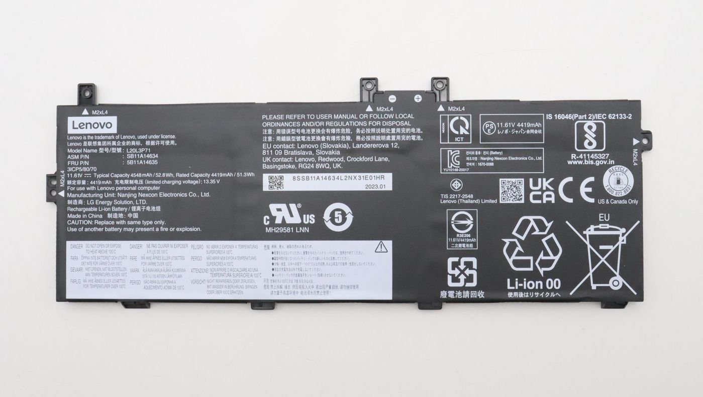 Img_32565812.jpg Internal Lithium-Ion battery 52.8Wh for Lenovo ThinkPad X13 Yoga Gen 3 - Image 1