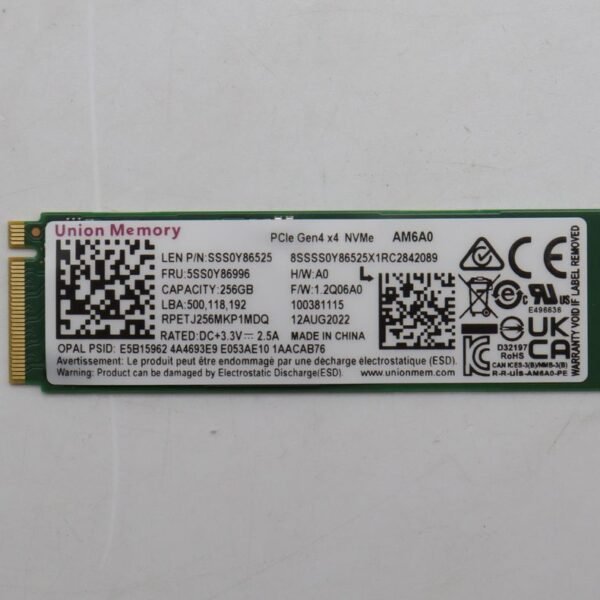 256GB M.2 2280 PCIe 4.0 NVMe  SSD with OPAL 2.0