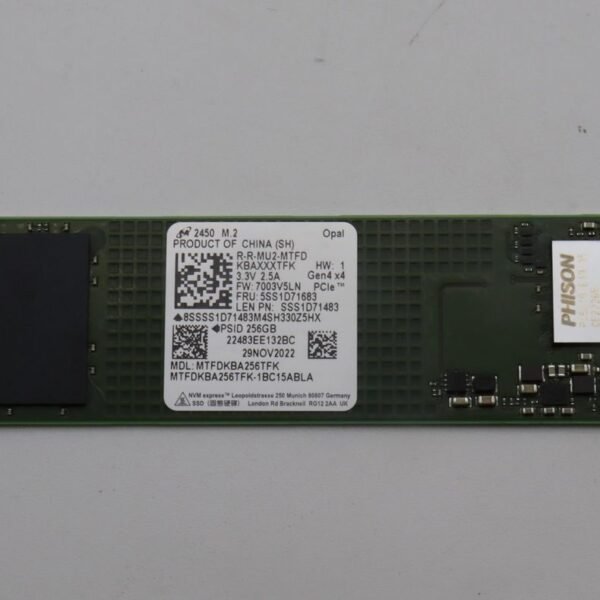 256GB M.2 NVMe SSD with PCIe  4x4 interface
