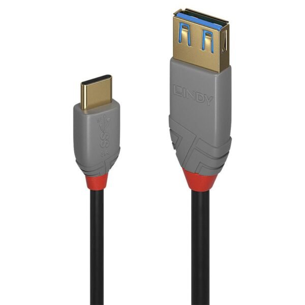 0.15m USB 3.2 Type C to A  Adapter Cable, 10Gbps, Anthra  Line