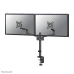 DS60-425BL2, Dual Monitor  Arm, 17-27", 0-8 kg/Screen,  Space Saving T-Rex Model, 100% Plastic-Free Packaging, -Black