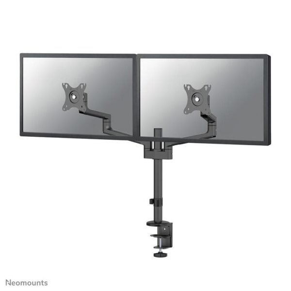 DS60-425BL2, Dual Monitor  Arm, 17-27", 0-8 kg/Screen,  Space Saving T-Rex Model, 100% Plastic-Free Packaging, -Black