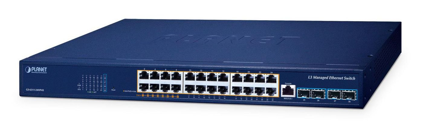 Img_32851574.jpg Layer 3 8-Port 10/100/1000T 90W 802.3bt PoE + 16-Port 10/100/1000T 802.3at PoE + 4-Port 10G SFP+ Managed Ethernet Switch - Image 1