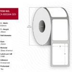 Label 102 x 25mm, Core 25mm,  Direct Thermal, Coated,  Permanent, Perforated, 2580 labels per roll, 12 rolls per box