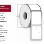 Label 57 x 102mm, Core 76mm,  Direct Thermal, Coated,  Permanent, No perforation, 1432 labels per roll, 8 rolls per box