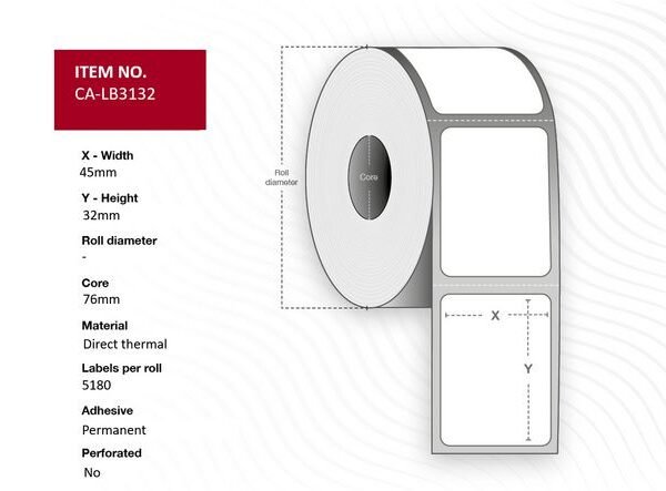 Capture CA-LB3132 printer label White