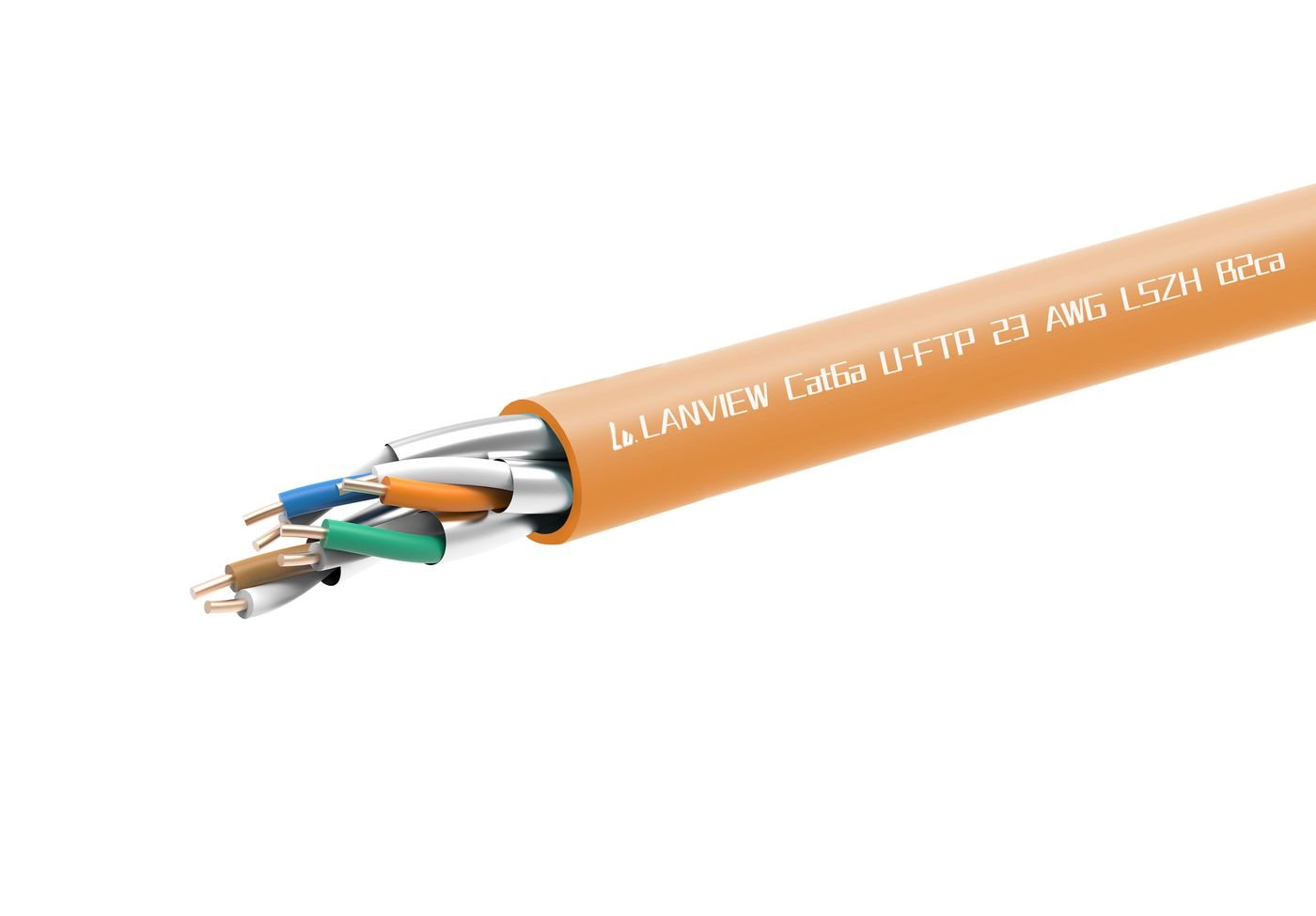 Img_33378854.jpg CAT6a U-FTP network cable LSZH, B2CA, Orange, 305m 0.56mm wire - Image 1