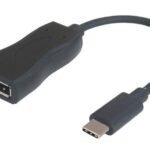 USB3.1 C-DP. M/F. Black. 15cm