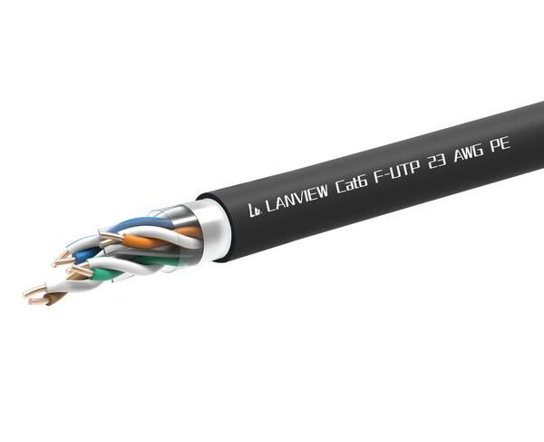 Cat6 F-UTP Network Cable  4x2xAWG23 PE black 305m  Outdoor