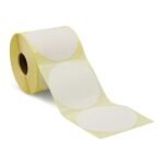 Round label, Label diameter  ?100mm, Core 40mm, Thermal  Transfer, Uncoated, No Perforation, 800 labels per roll, 24 rolls per box.