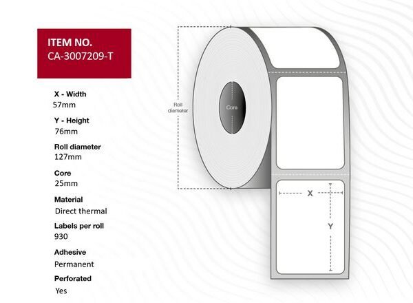 Capture CA-3007209-T printer label White