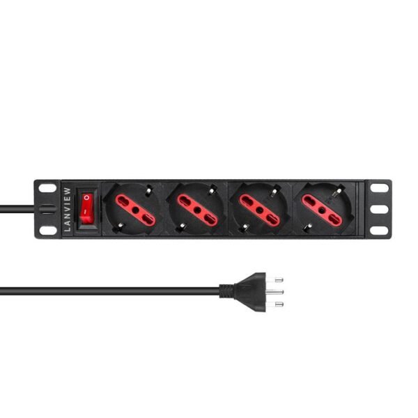 Lanview LVR-2MIT-SW-IT4 power distribution unit (PDU) 4 AC outlet(s) 1U Black