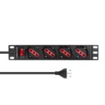 1U 10 inch 4 port Type F/J  Italy plug, with switch, 2M  power cable with J plug