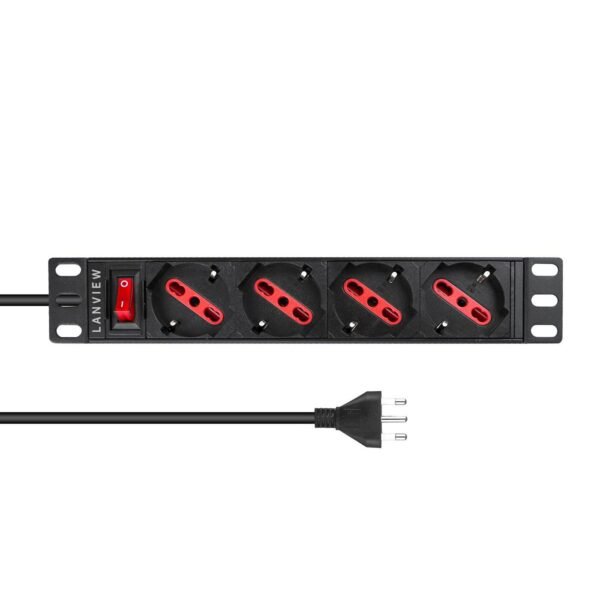 1U 10 inch 4 port Type F/J  Italy plug, with switch, 2M  power cable with J plug