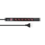 1U 19 inch 6 port Type F/J,  with switch, 2M power cable  with J plug