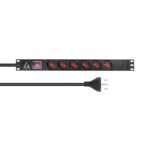1U 19 inch 6 port Type F/J,  with switch, 2M power cable  with J plug