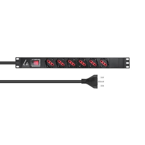 1U 19 inch 6 port Type F/J,  with switch, 2M power cable  with J plug