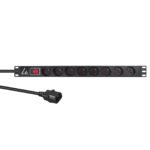 19" rack mount power strip,  1U, 10A with 8 x French  socket, C14 plug