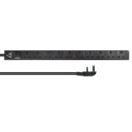 UK Rack mount power strip,  1,4U, 13A with 10x UK socket  and 3m cable with UK plug