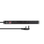 UK Rack mount power strip  19", 1U, 13A with 6 x UK  socket and 3m cable with UK plug