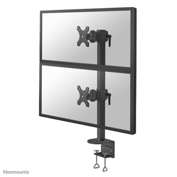 FPMA-D960DVBLACKPLUS, Full  Motion Desk Mount (Clamp) For  Two 17-49" Curved Monitor Screens - Black monitor desk mount for curved
