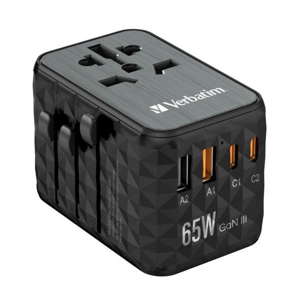 UTA-05 GaN III Universal  Travel Adapter with 2x USB-C  PD 65W & QC 4+ / 2x USB-A