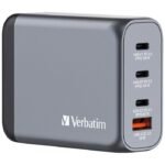 Verbatim GNC-100 GaN Charger 100W with 2 x USB-C PD 100W / 1 x USB-C PD 65W / 1 x USB-A QC 3.0 (EU/UK/US)