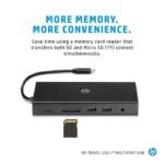 Travel USB-C Multi Port Hub 1C1Y5AA, Wired, USB 3.2 Gen 1  (3.1 Gen 1) Type-C, 10,100,1000 Mbit/s, Black, MicroSD (TransFlash), SD, China - Image 3