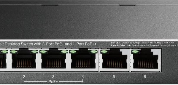 6-Port Gigabit Desktop Switch  with 3-Port PoE+ and 1-Port  PoE++