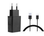 USB Power Adapter Black 12W 5V 2.4A USB Output EU  Wall - Black with USB to Micro-USB cable