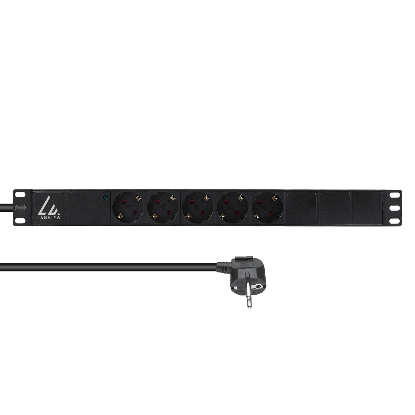 Img_34436999.jpg 19" rack mount power strip, 1U, 10A with 5 x Schuko type F socket. - Image 1