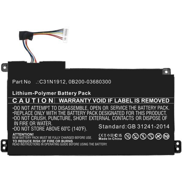 Laptop Battery for Asus  41.04Wh 11.4V 3600mAh Battery  for Asus Notebook, Laptop, 41.04Wh Li-Polymer 11.4V 3600mAh, Black for E410MA,