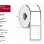 Orange label 45 x 32mm, Core  25mm, Direct Thermal, Coated,  Permanent, 127mm outer diameter, 2mm Gap, No perforation, 2800 labels per roll,