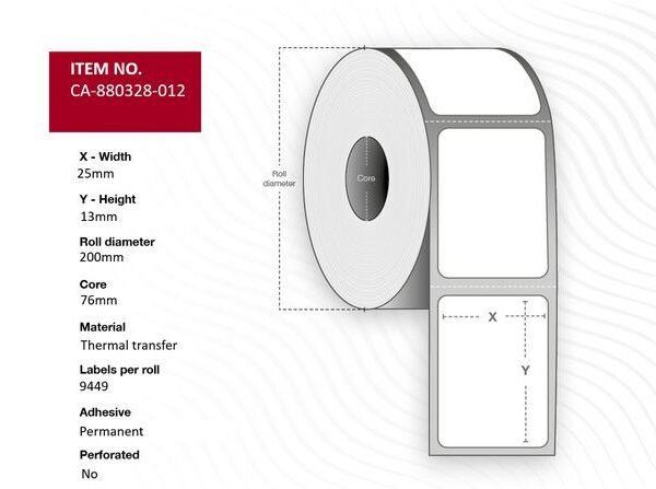 Capture CA-880328-012 printer label White