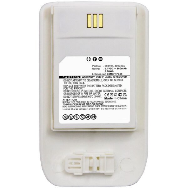 Battery 2.96Wh Li-ion 3.7V  800mAh White for Mitel, Ascom  Cordless Phone