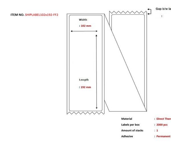 Capture SHIPLABEL102X192-FF2 printer label White