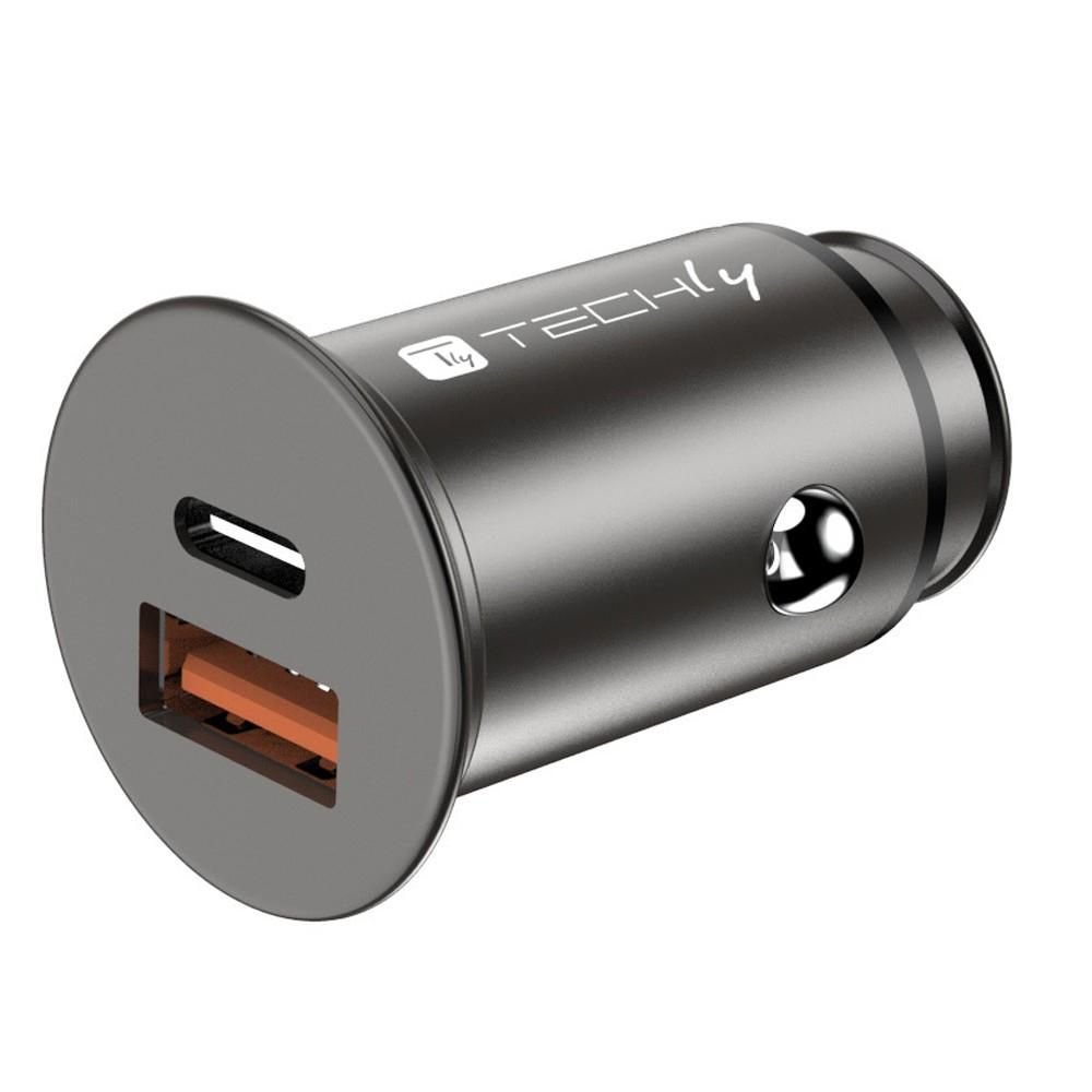 Img_34580941.jpg Mini Car Charger Usb-A And Usb-C Quick Charge 3.0 38W In Black Metal - Image 1