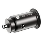 Techly Mini Car Charger USB-A and USB-C Quick Charge 3.0 38W in Black Metal - Image 4
