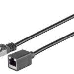 S/FTP CAT6A Ext. cable 3m with mounting flange Black,  27/7 AWG, CU, LSZH
