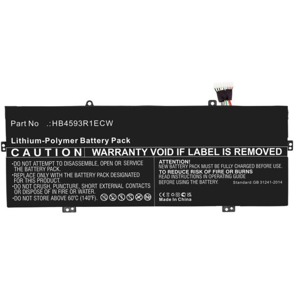Laptop Battery for Huawei  45.60Wh 7.6V 6000mAh 45.60Wh  Li-Polymer 7.6V 6000mAh Black for  book X Pro i5-8250U 256GB, book X Pro